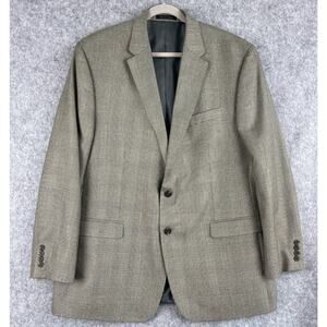 Chaps Ralph Lauren Blazer Sport Coat Mens 48L Glen Check Plaid 2 Button Career